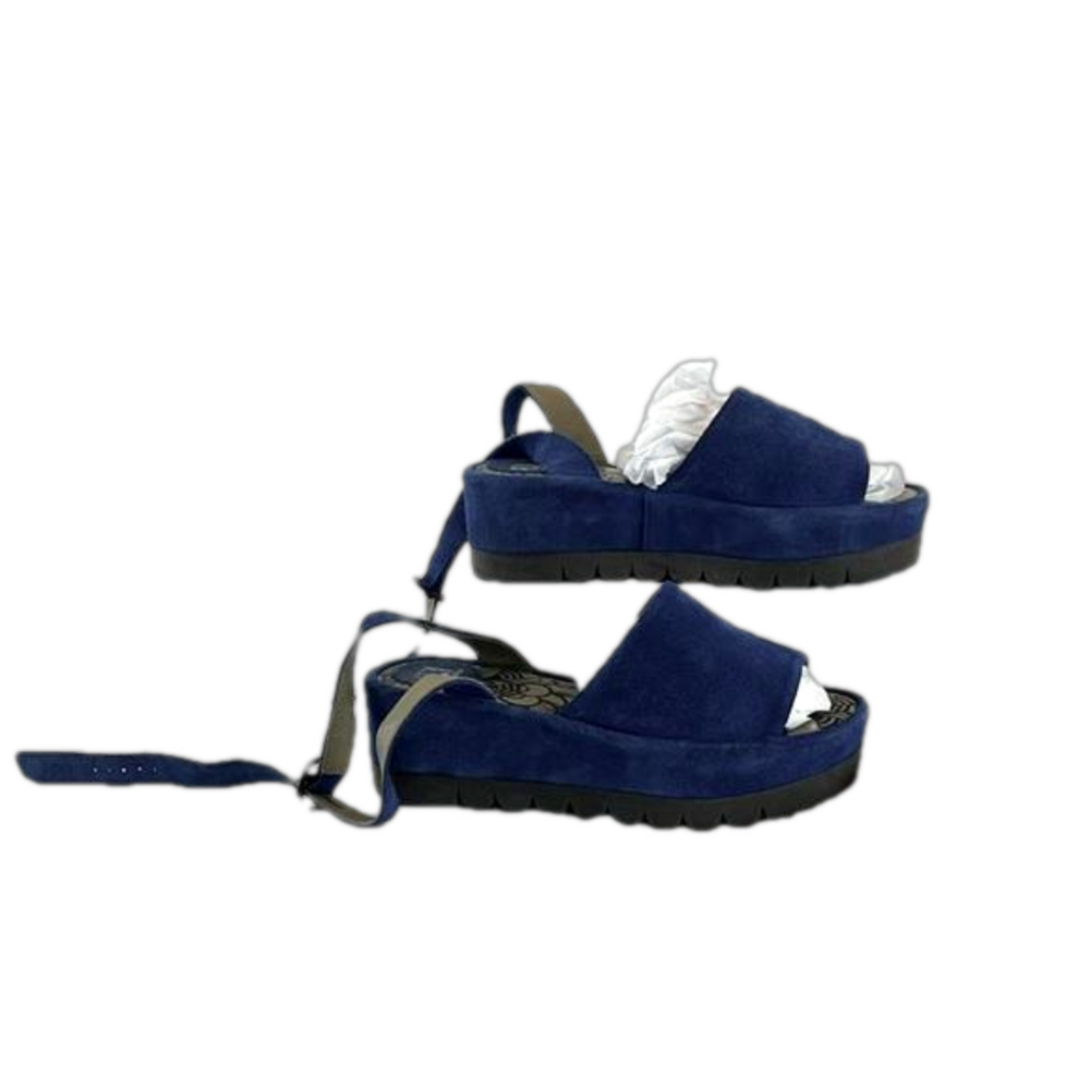 Fly London Royal Blue Suede Sandals w/ Long-Length Strap